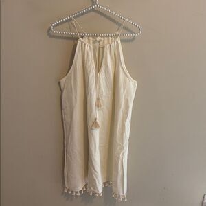 Lazy Sundays Cream Sleeveless dress with Tassels size small